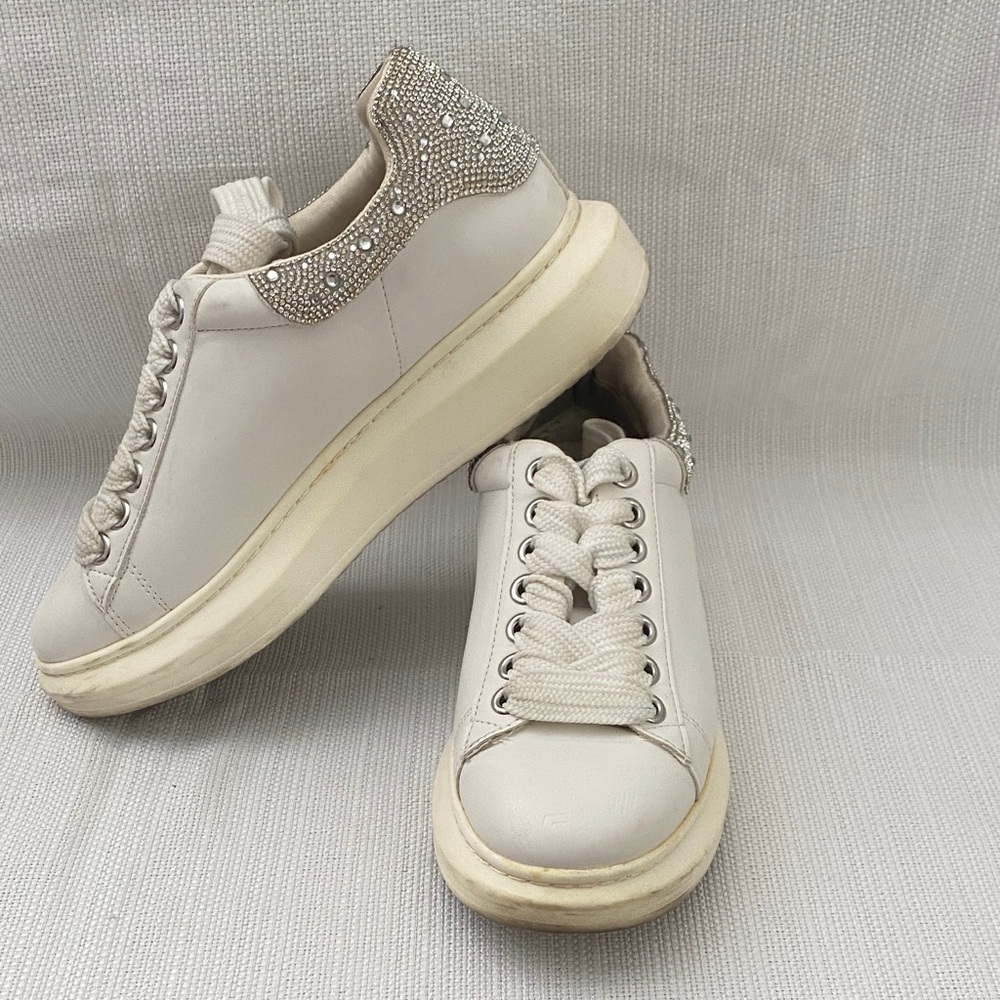 Women's White Steve Madden Sneakers with Rhinestone Detail
